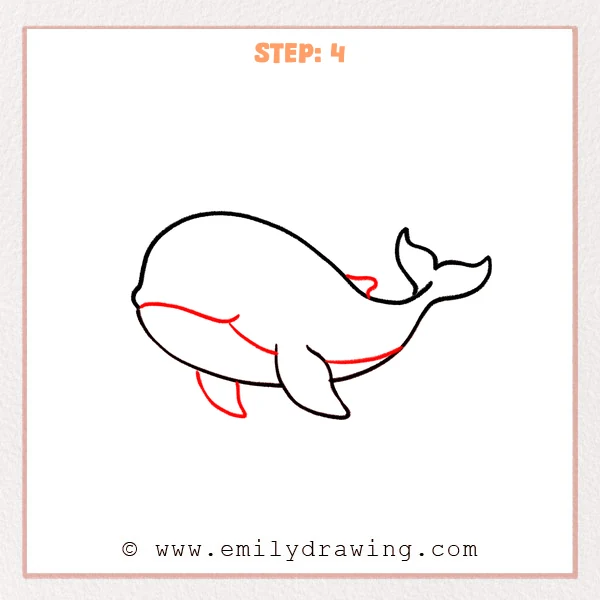 how to draw a humpback whale - Step 4